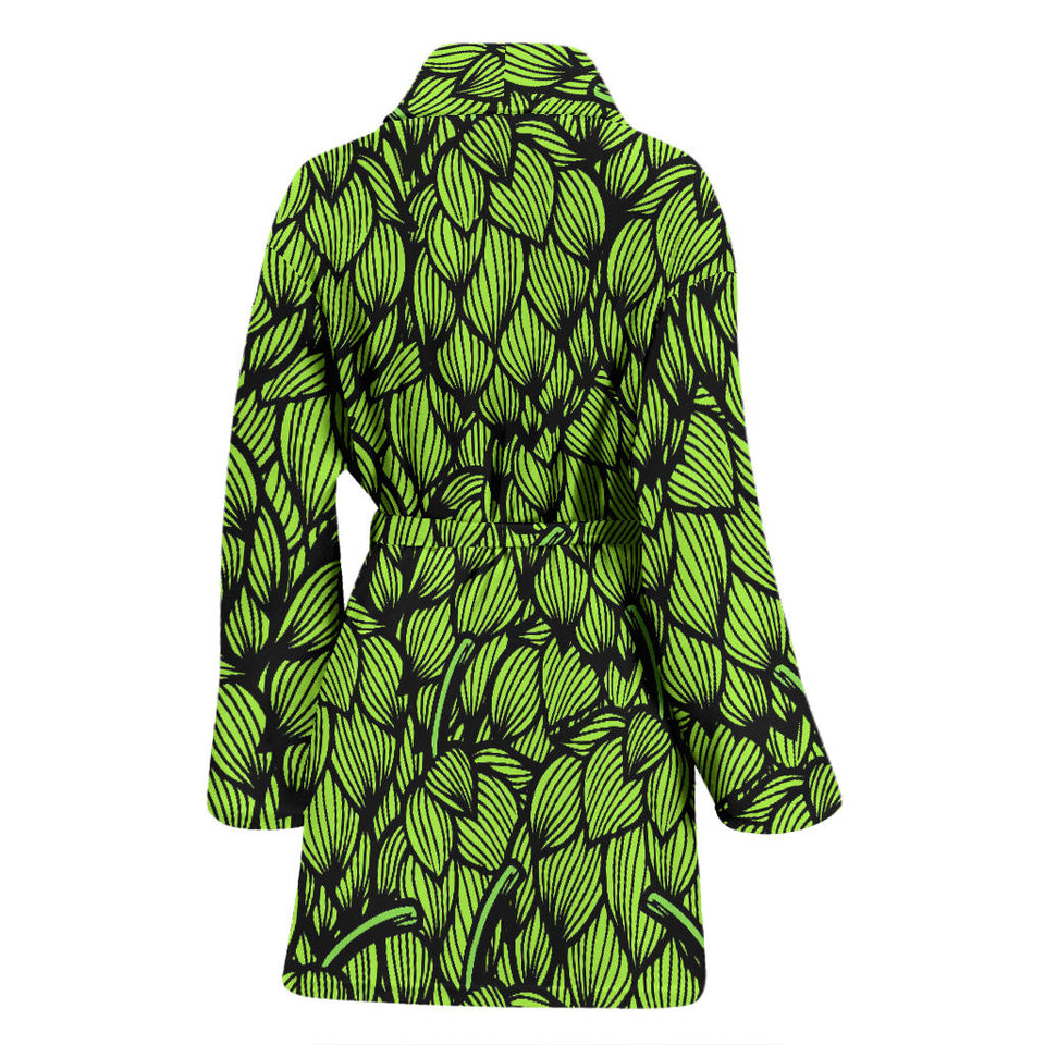 Green Hop Pattern Women'S Bathrobe