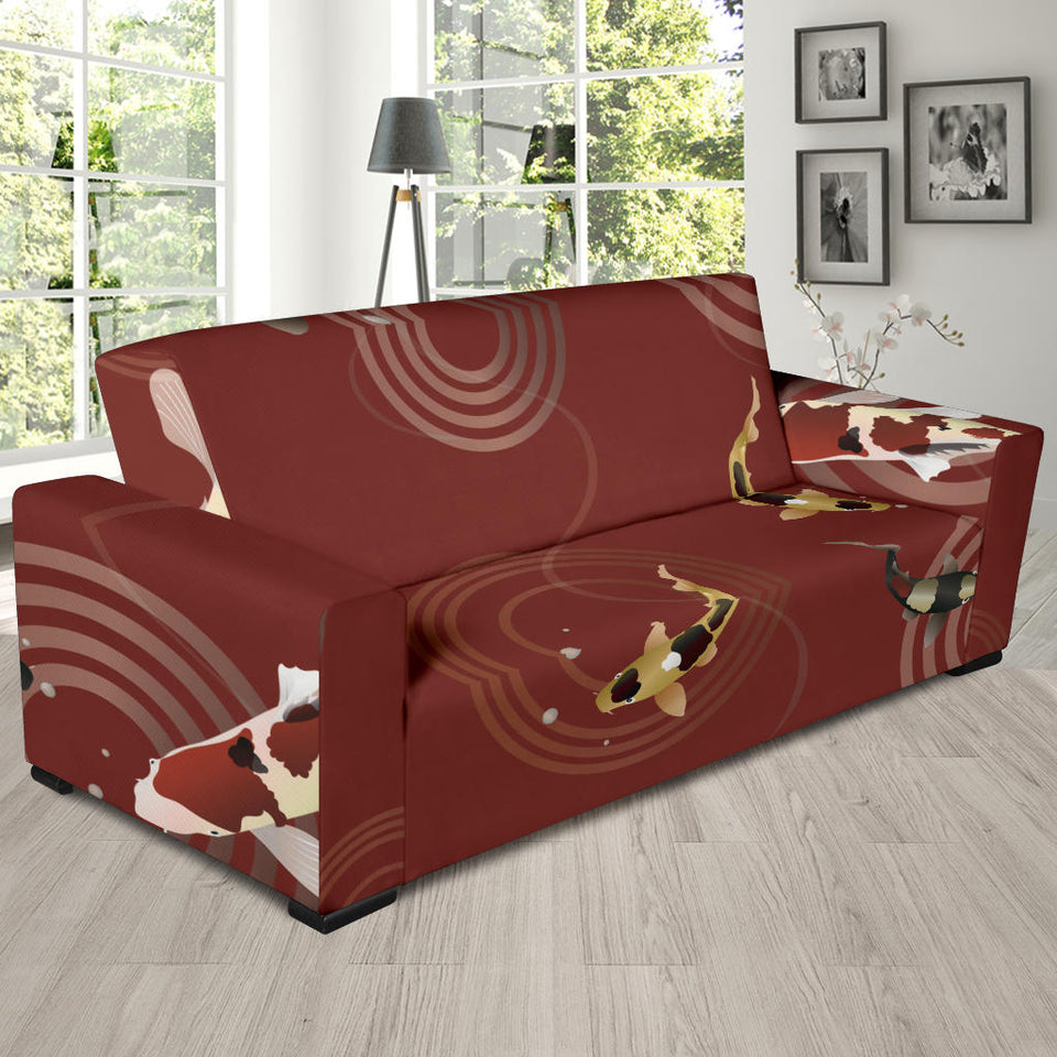 Koi Fish Carp Fish Red Background Sofa Slipcover