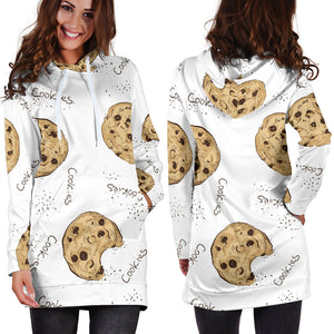 Sketch Style Cookie Pattern Women'S Hoodie Dress