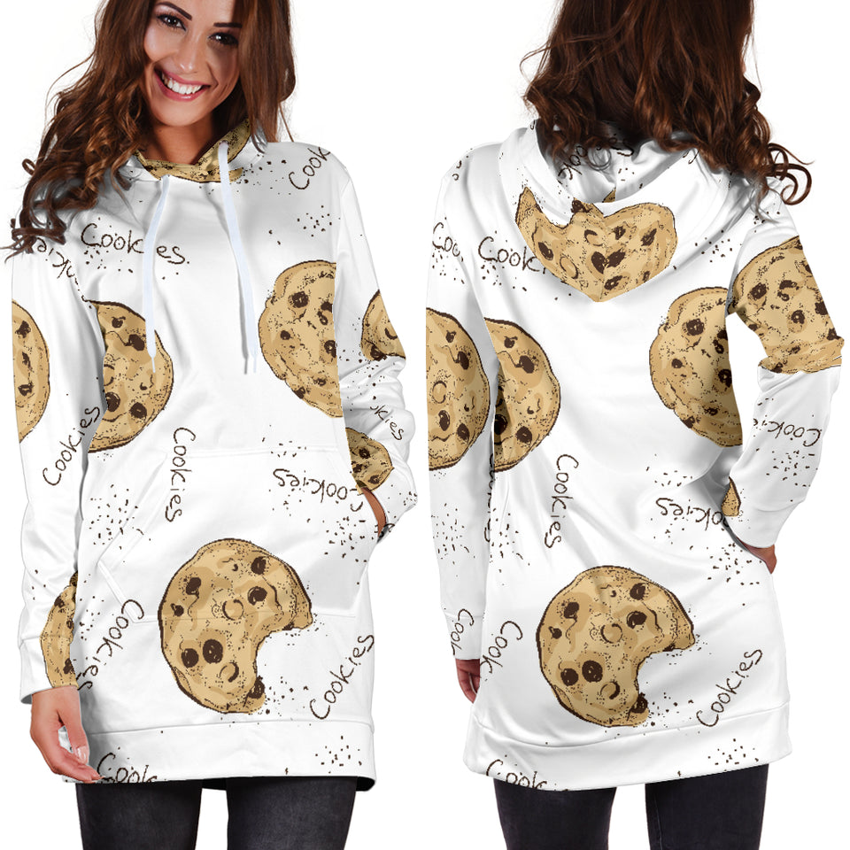 Sketch Style Cookie Pattern Women'S Hoodie Dress