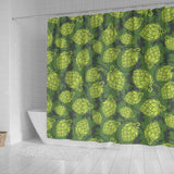 Hop Pattern Hop Cone Background Shower Curtain Fulfilled In US