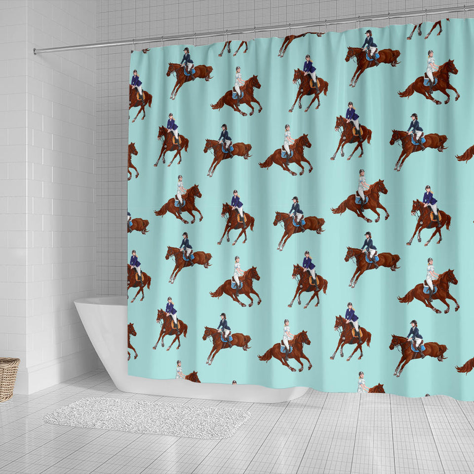 Horses Running Horses Rider Pattern Shower Curtain Fulfilled In US
