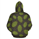 Hop Pattern Black Background Zip Up Hoodie