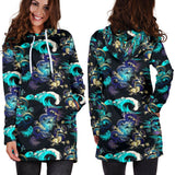 Dragon Sea Wave Pattern Women'S Hoodie Dress