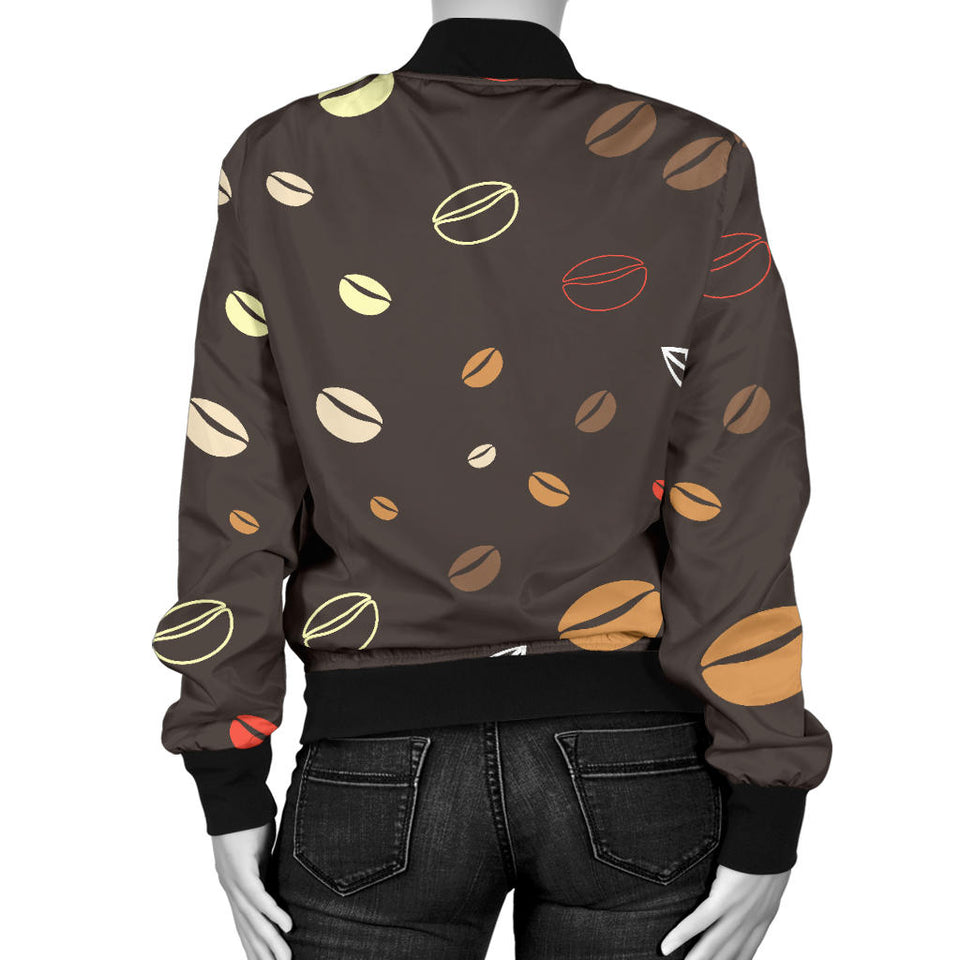 Coffee Bean Leave Pattern Women'S Bomber Jacket