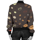 Coffee Bean Leave Pattern Women'S Bomber Jacket