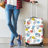 Siberian Husky And Colorful Circle Pattern Cabin Suitcases Luggages