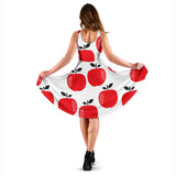 Red Apples White Background Sleeveless Midi Dress