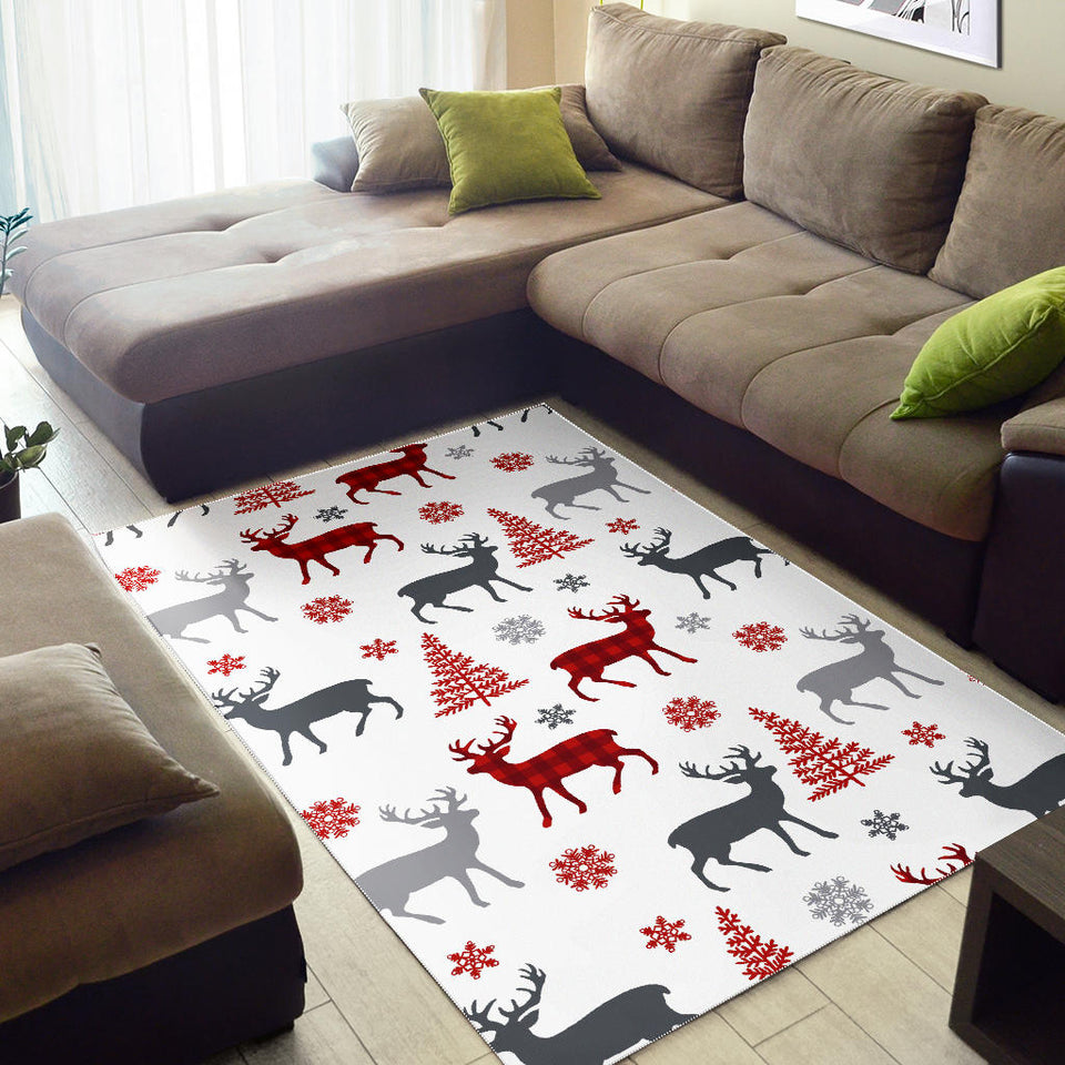 Deer Tree Snowflakes Chrismas Pattern Area Rug