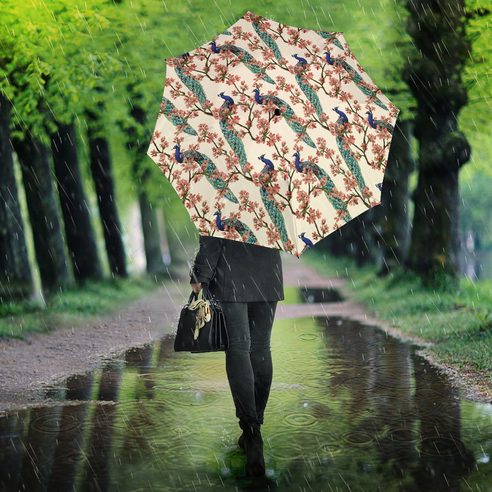 Peacock Tropical Flower Pattern Umbrella
