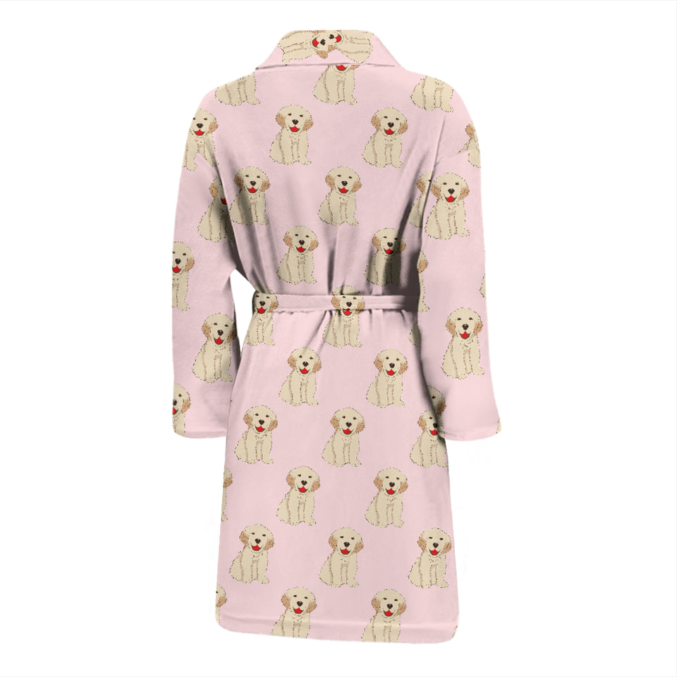 Golden Retriever Pattern Print Design 02 Men's Bathrobe