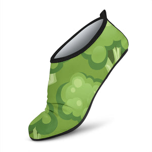 Broccoli Pattern Green Background Aqua Shoes