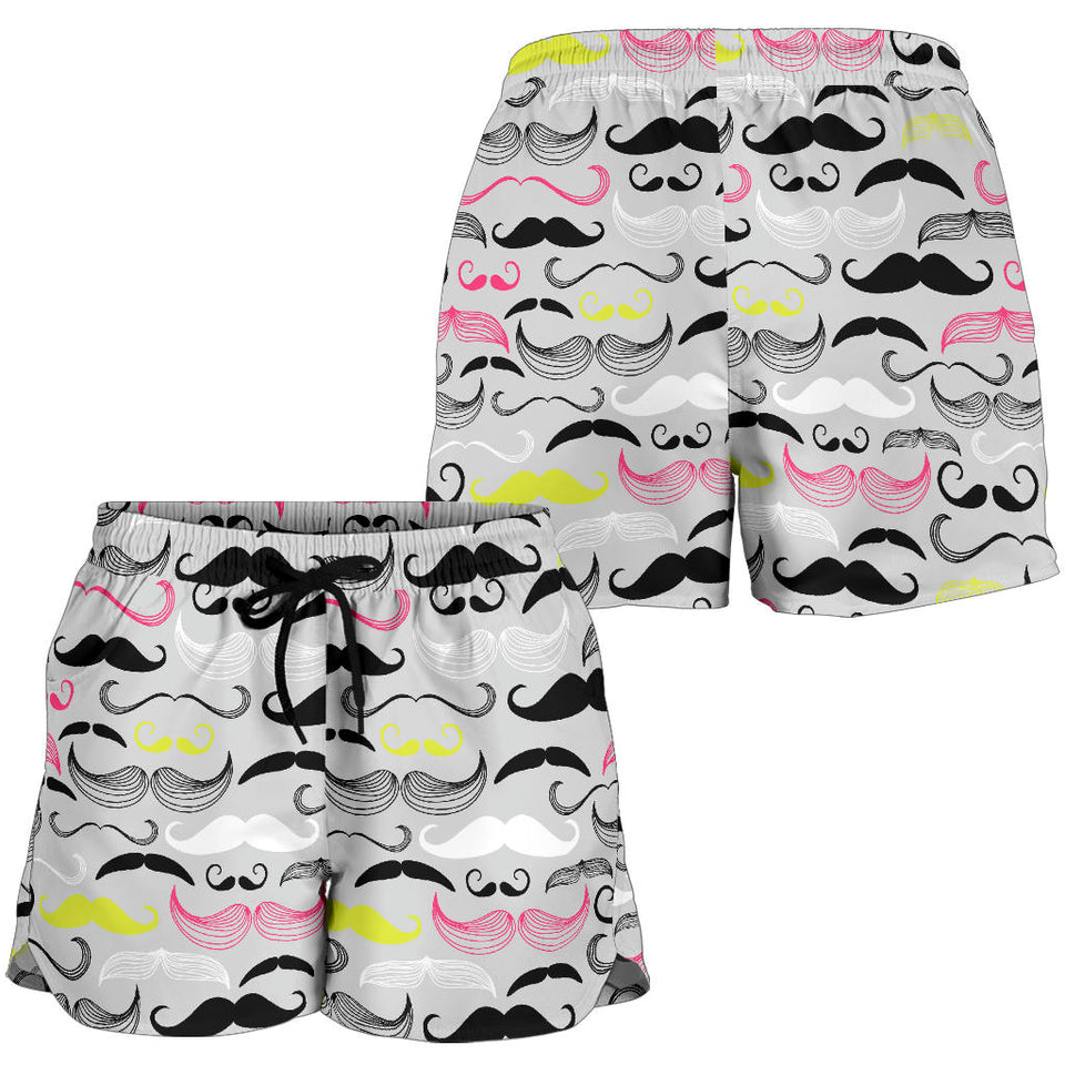 Mustache Beard Pattern Print Design 02 Women Shorts