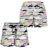 Mustache Beard Pattern Print Design 02 Women Shorts