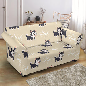 Cute Siberian Husky Loveseat Couch Slipcover