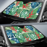 Heliconia Palm And Monstera  Leaves Pattern Car Sun Shade