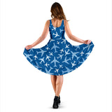 Airplane Pattern In The Sky Sleeveless Midi Dress