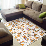Cute Dog Corgi Striped Background Pattern Area Rug