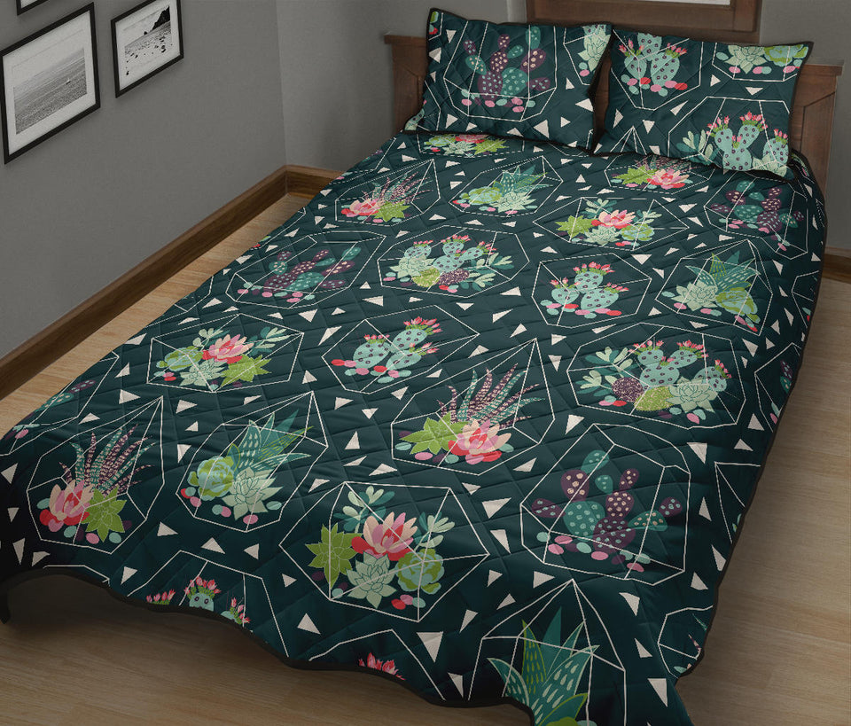 Cactus glass terrarium pattern Quilt Bed Set