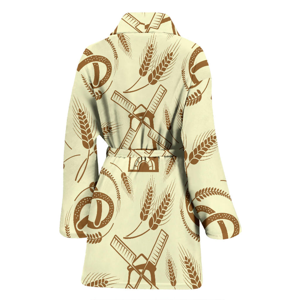 Windmill Wheat Pattern Women'S Bathrobe
