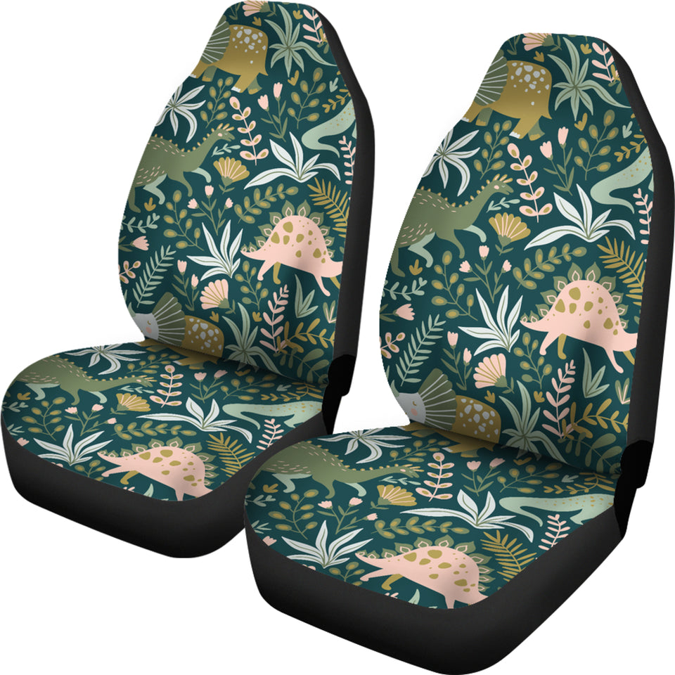 Dinosaurs Tropical Leaves Flower Pattern Universal Fit Car Seat Covers