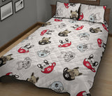 French bulldog cup paw pattern Quilt Bed Set