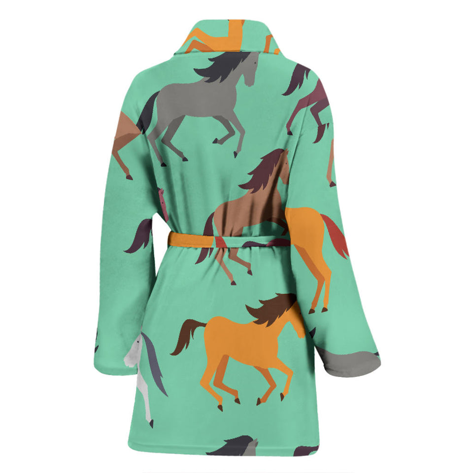 Colorful Horses Pattern Women'S Bathrobe