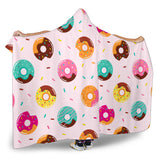 Donut Pattern Glaze Pink Background Hooded Blanket
