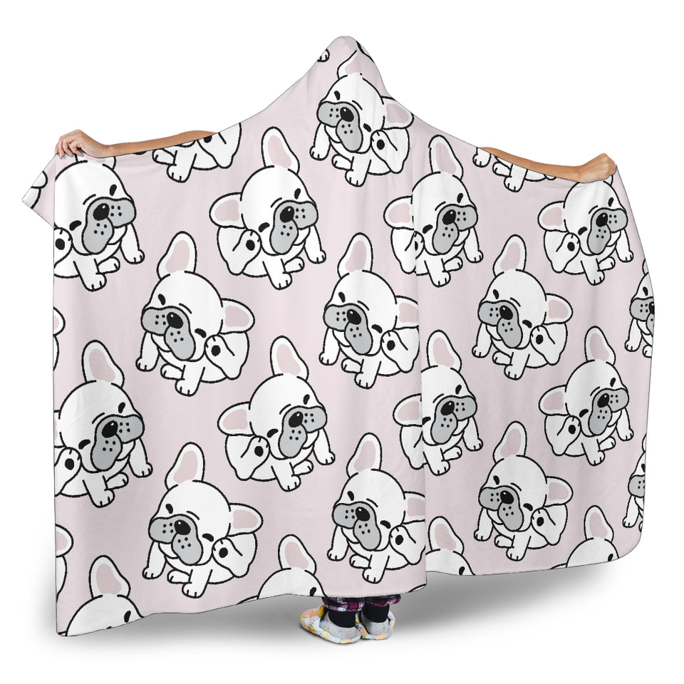 Cute French Bulldog Pattern Hooded Blanket