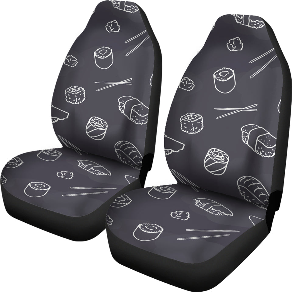 Sushi Pattern Black Background  Universal Fit Car Seat Covers