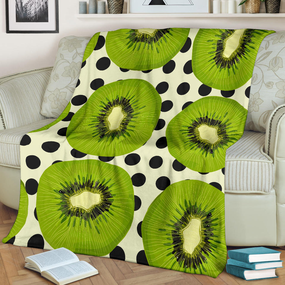 Kiwi Black Dot Background Premium Blanket