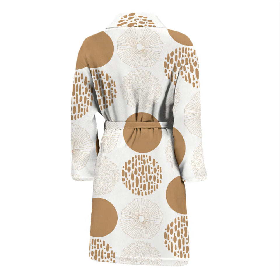 Gold Texture Mushroom Pattern Men'S Bathrobe