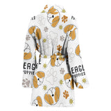 Cute Beagle Dog Pattern Background Women'S Bathrobe