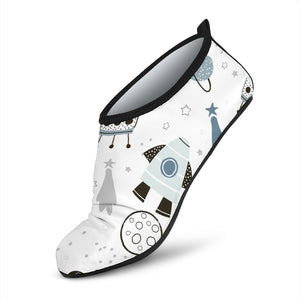 Hand Drawn Space Elements Space Rocket Star Planet Space Probe Aqua Shoes