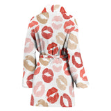 Lips Pattern Print Design 04 Women's Bathrobe