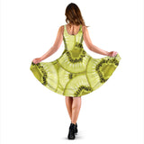 Sliced Kiwi Pattern Sleeveless Midi Dress