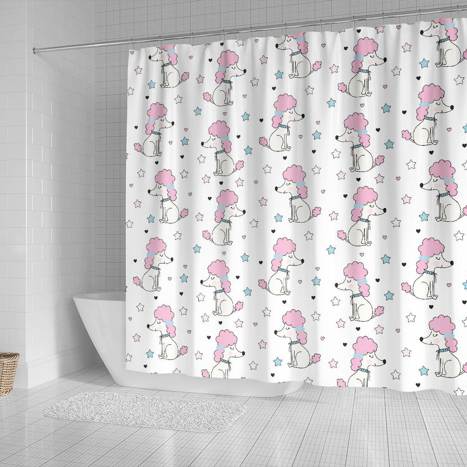 Cute Poodle Dog Star Pattern Shower Curtain Fulfilled In US