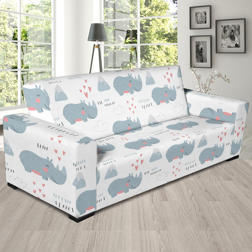 Cute Rhino Heart Pattern Sofa Slipcover