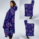 Cute Owls Pattern Boho Style Ornament Hooded Blanket