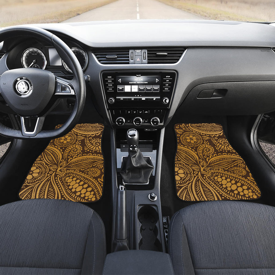 Cocoa Beans Tribal Polynesian Pattern Background Front And Back Car Mats
