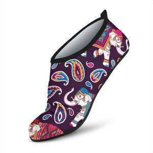 Elephant Indian Style Ornament Pattern Aqua Shoes