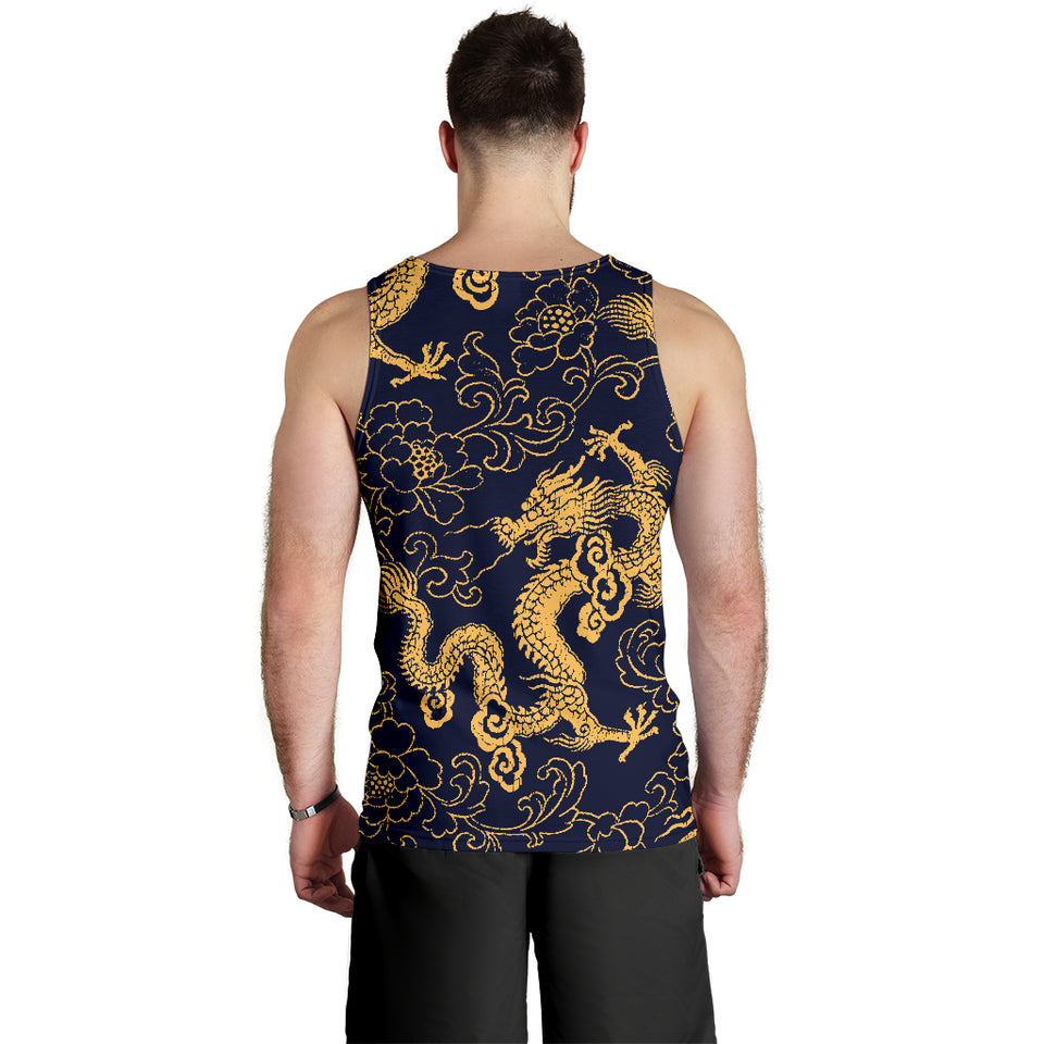 Gold dragon pattern Men Tank Top