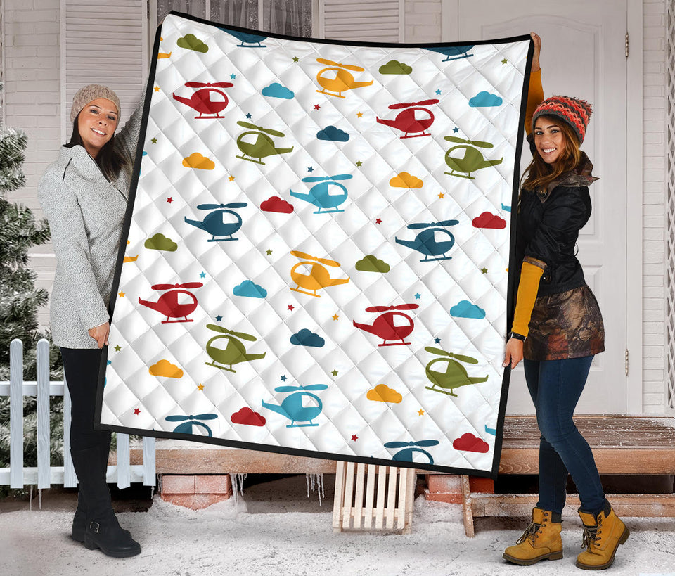 Colorful Helicopter Pattern Premium Quilt
