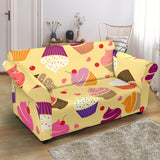 Cake Cupcake Heart Cherry Pattern Loveseat Couch Slipcover
