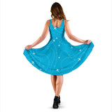Airplane Destinations Blue Background Sleeveless Midi Dress