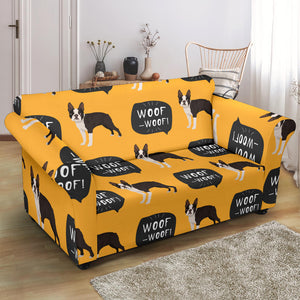Boston Terrier Design Pattern Loveseat Couch Slipcover