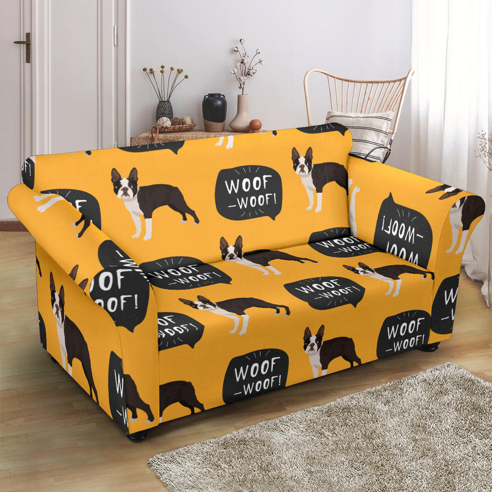 Boston Terrier Design Pattern Loveseat Couch Slipcover
