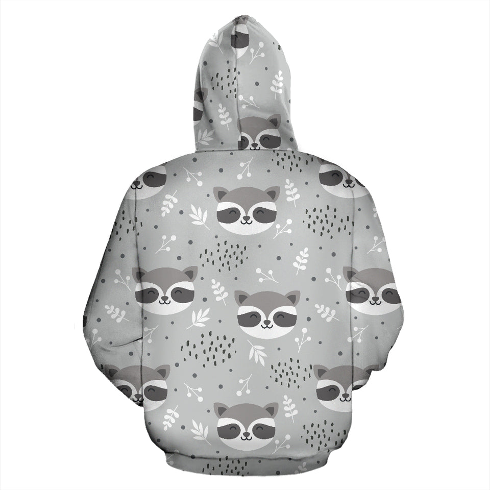 Cute Raccoons Leaves Dot Zip Up Hoodie