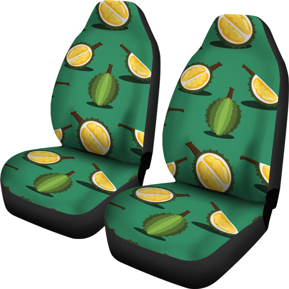 Durian Pattern Green Background Universal Fit Car Seat Covers