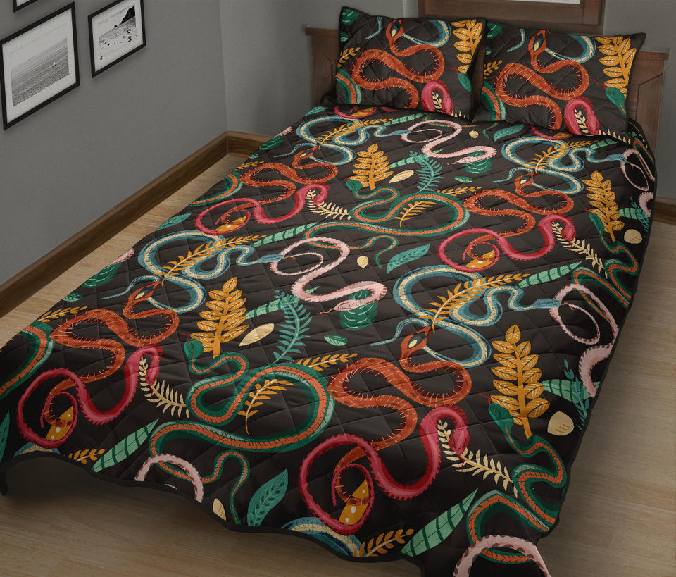 Colorful snake plant pattern Quilt Bed Set